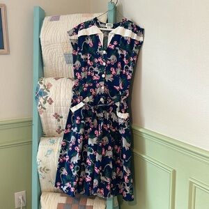 Adorable dinosaur and flower print dress by Unique Vintage